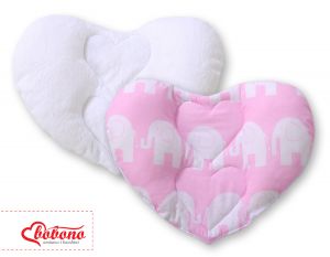 Double-sided Baby head support pillow- Elephants pink